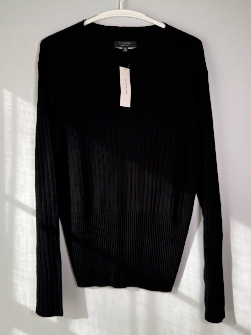 NEW Banana Republic Merino Wool Sweater Women's Size XXL Black Crew
